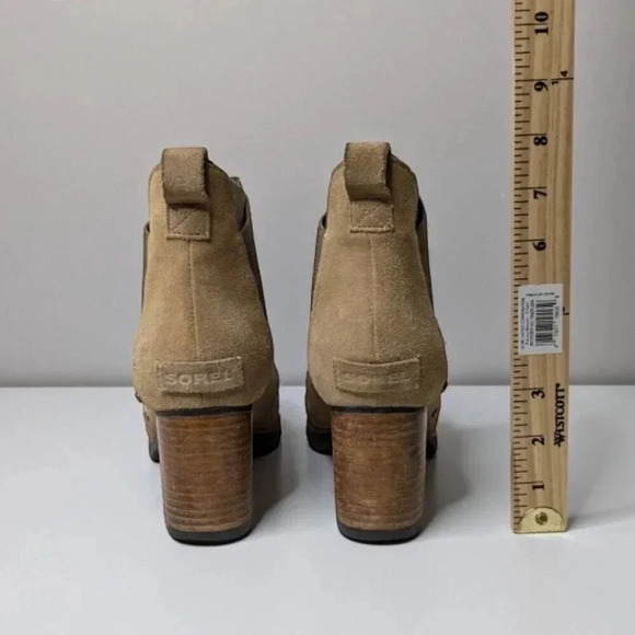 Sorel Addington Chelsea Suede Womens Block Heel Boot Tan Beach/Cordovan Size 9 - Picture 12 of 12